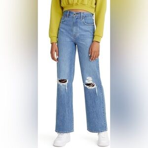 Levi’s.Baggy High Waisted Straight Distressed Lightweight Denim Jeans 28 W 29 L
